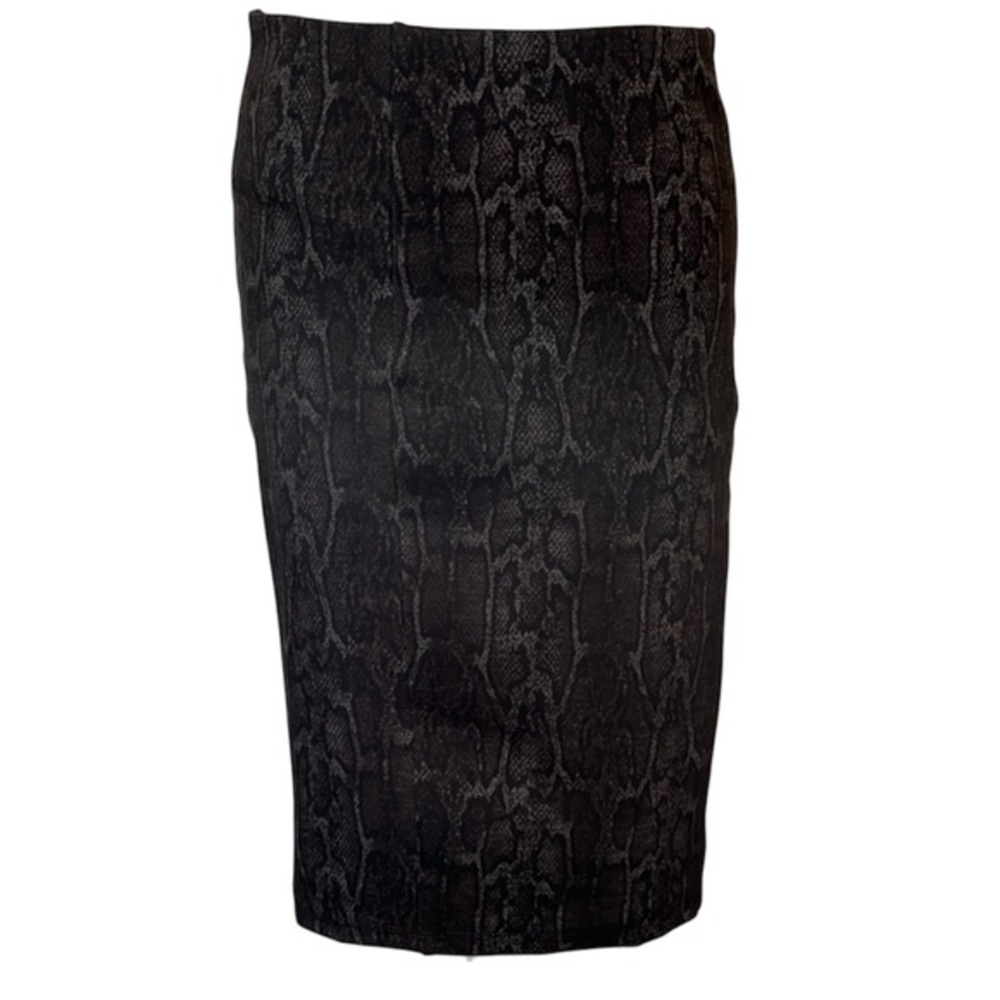 Liverpool black & brown snake print midi pencil skirt w/back slit Size 12